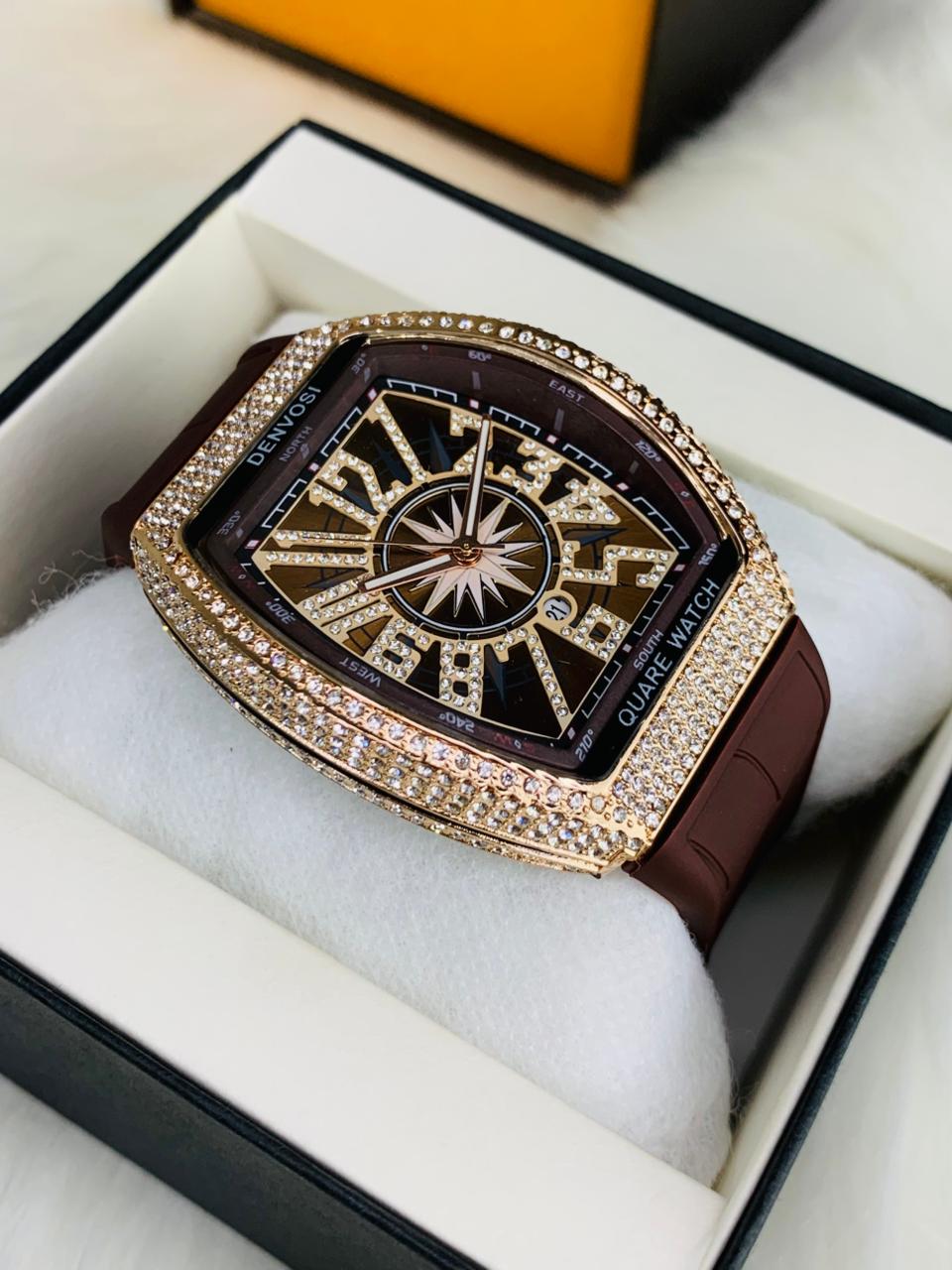Vibepage Vanguard Iced Edition – Luxury Tonneau Watch with Crystal Bezel