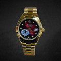 Vibepage Imperial Gold Crimson – Luxury Full Gold Steel Watch with Ruby Red Ombre Dial