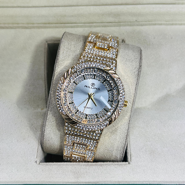Vibepage Full Iced-Out Crystal Glamour Gold-Accent Women's Luxury Edition – Ladies Statement Watch