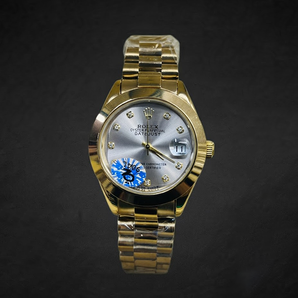Vibepage Royal Silver Sapphire – Luxury All-Silver Steel Watch with Ocean Blue Dial