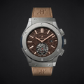 Vibepage Executive Tourbillon – Luxury Brushed Titanium & Tan Leather Watch for Men