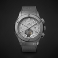 Vibepage Platinum Tourbillon – Luxury Metallic Silver & Slate Grey Watch for Men