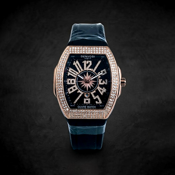 Vibepage Vanguard Iced Edition – Luxury Tonneau Watch with Crystal Bezel