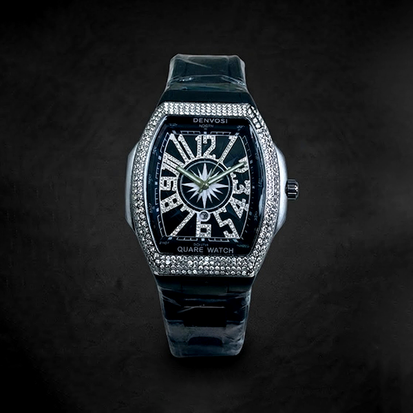 Vibepage Vanguard Iced Edition – Luxury Tonneau Watch with Crystal Bezel