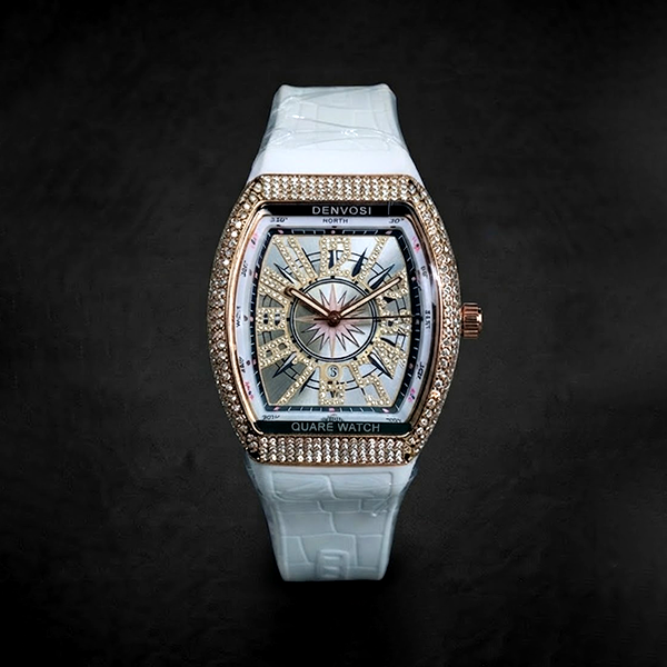 Vibepage Vanguard Iced Edition – Luxury Tonneau Watch with Crystal Bezel
