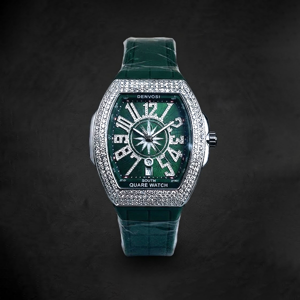 Vibepage Vanguard Iced Edition – Luxury Tonneau Watch with Crystal Bezel