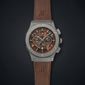 Vibepage Bronze Skeleton Chronograph – Titanium & Warm Brown Leather Watch for Men