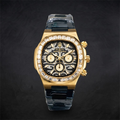 Vibepage Royal Chrono Baguette Edition – Luxury Gemstone Bezel Chronograph Watch