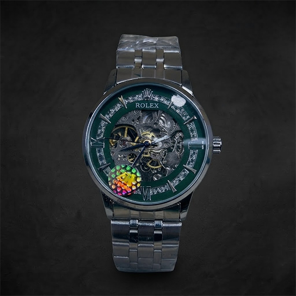 Vibepage Skeleton Crown Royale – Openwork Dial Watch with Engraved Roman Markers