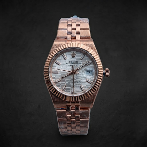Vibepage Datejust Motif Edition – Classic Fluted Bezel Watch with Geometric Dial