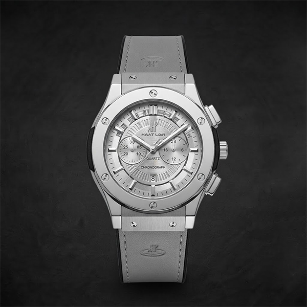 Vibepage Nautilus Horizon Executive watch. Iconic rounded octagonal porthole case & horizontally embossed dial.