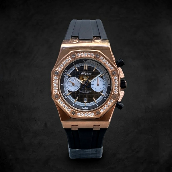 Vibepage Royal Octagon Gem Chrono – Gem-Set Bezel Luxury Chronograph Watch