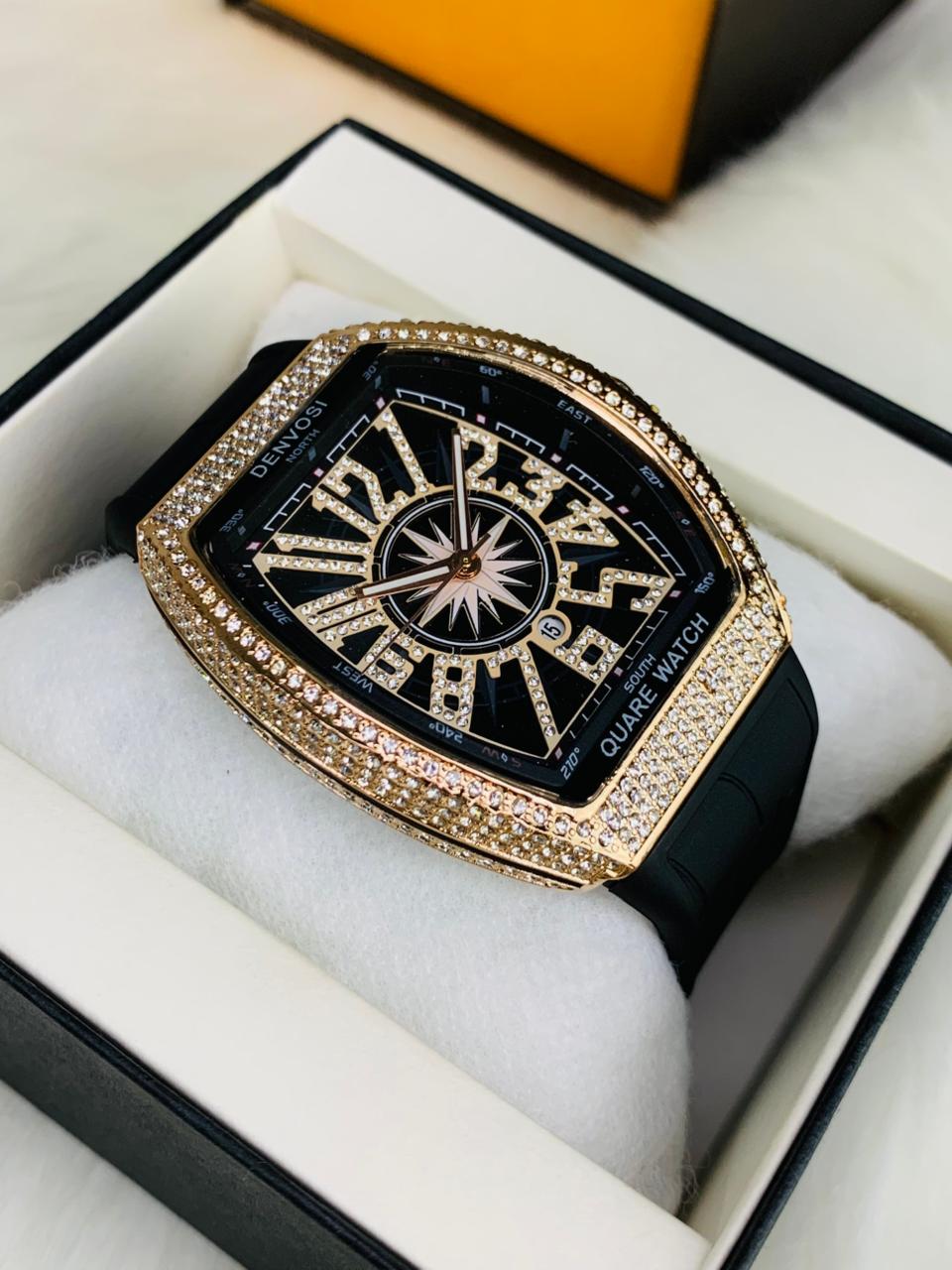 Vibepage Vanguard Iced Edition – Luxury Tonneau Watch with Crystal Bezel