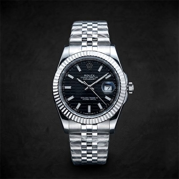 Vibepage Datejust Motif Edition – Classic Fluted Bezel Watch with Geometric Dial