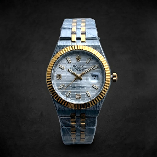 Vibepage Datejust Motif Edition – Classic Fluted Bezel Watch with Geometric Dial
