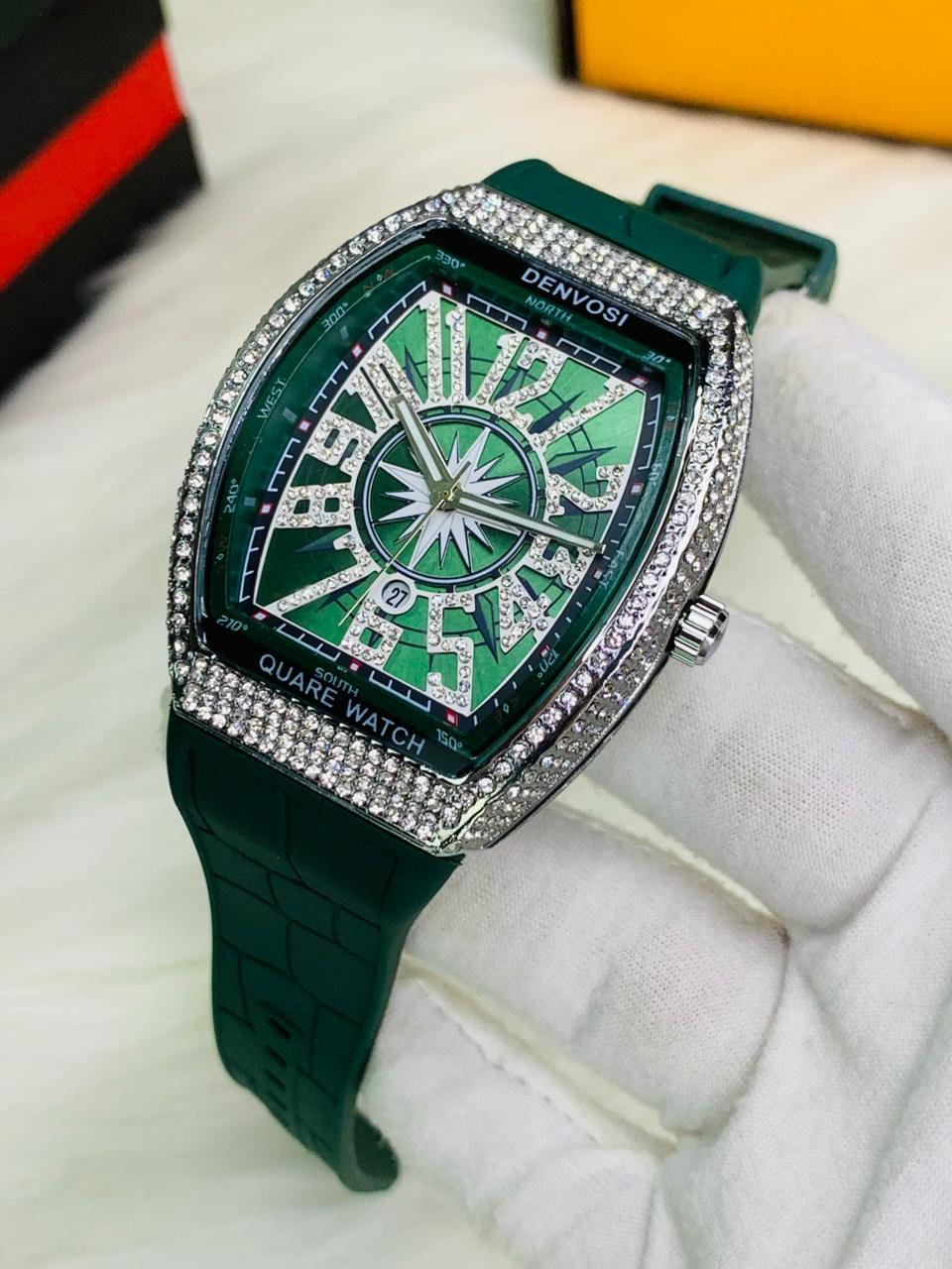 Vibepage Vanguard Iced Edition – Luxury Tonneau Watch with Crystal Bezel