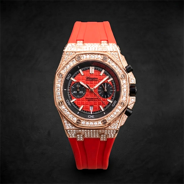Vibepage Royal Octagon Gem Chrono – Gem-Set Bezel Luxury Chronograph Watch