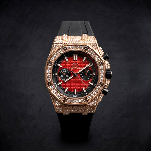 Vibepage Royal Octagon Gem Chrono – Gem-Set Bezel Luxury Chronograph Watch