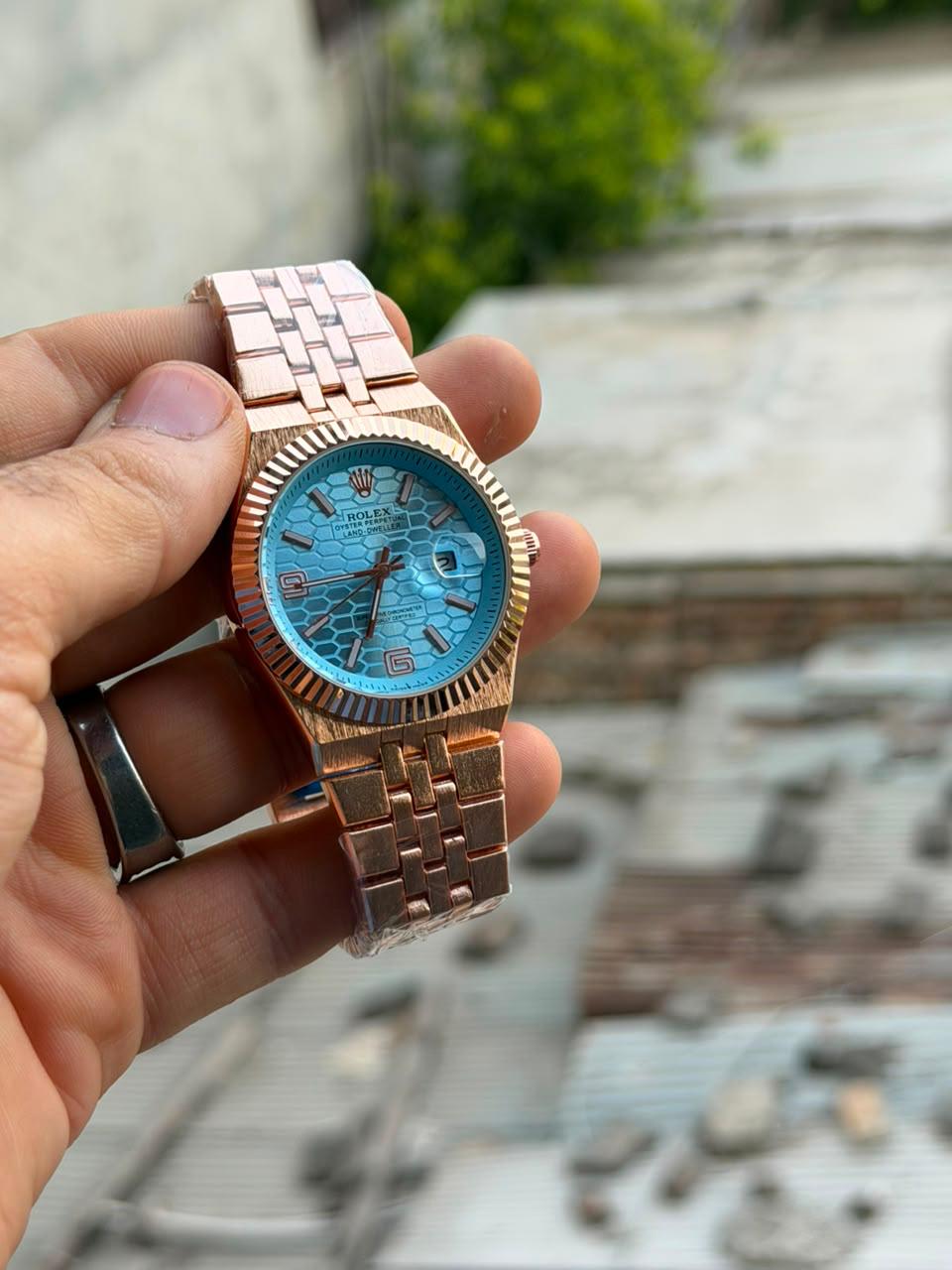 Vibepage Datejust Motif Edition – Classic Fluted Bezel Watch with Geometric Dial