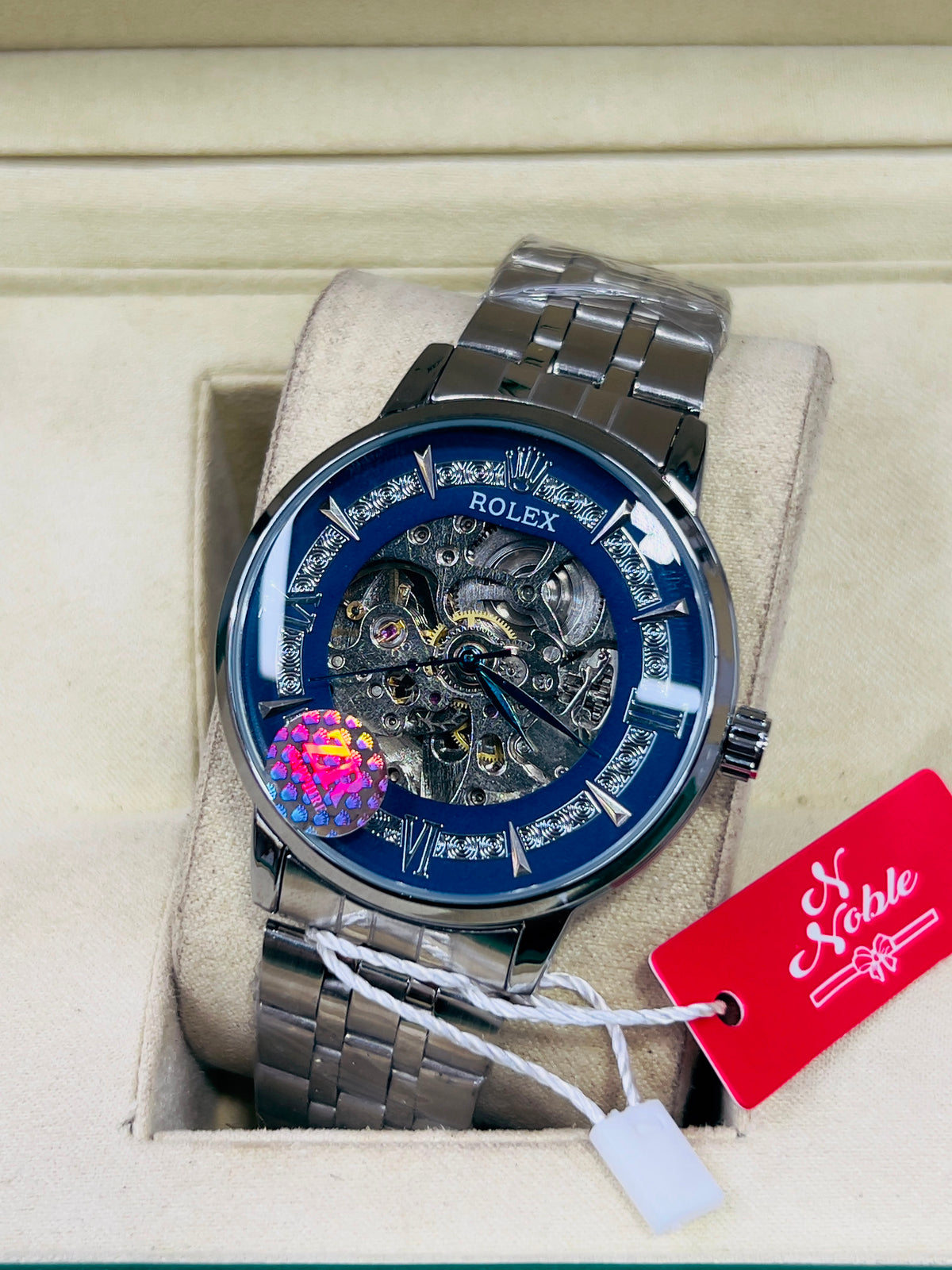 Vibepage Skeleton Crown Royale – Openwork Dial Watch with Engraved Roman Markers