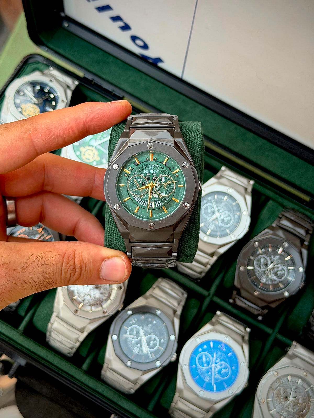 Vibepage Geometric Sculpted Chrono – Multi-Faceted Architectural Chronograph Watch