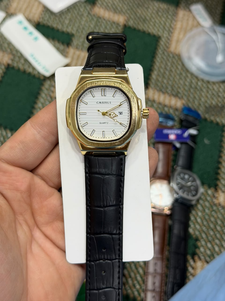 Vibepage Heritage Horizontal Classic – Elegant Octagonal Bezel Watch with Ribbed Dial