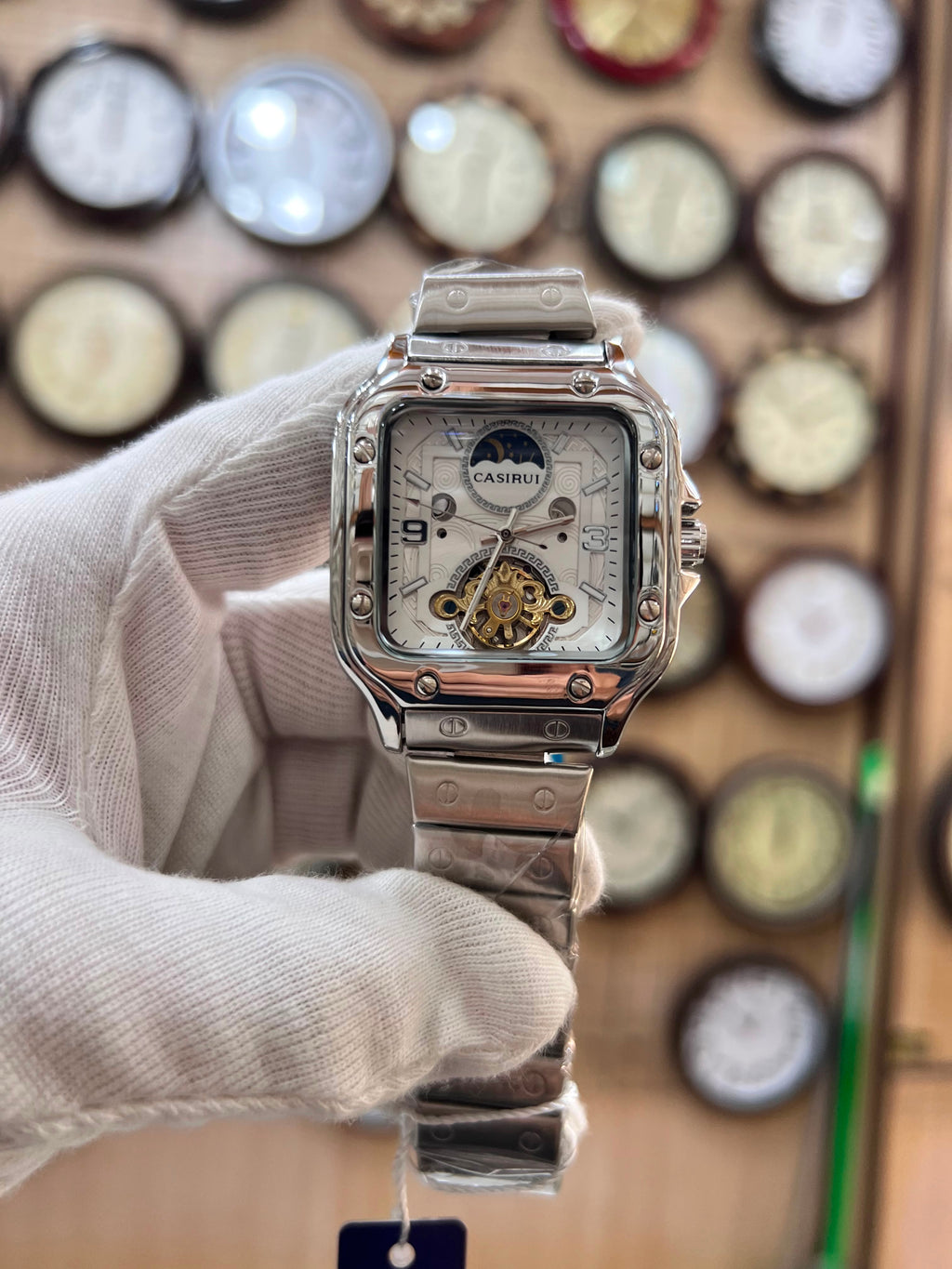 Vibepage Square Screw Open-Heart Celestial – Exposed Screw Bezel Complication Watch