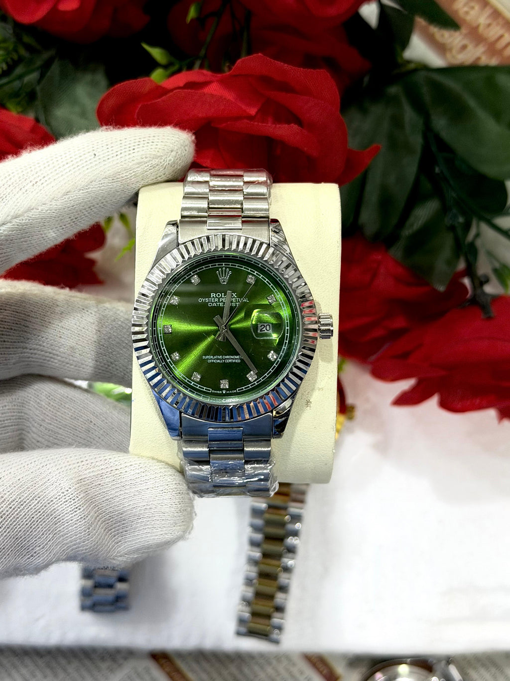 Vibepage Datejust Motif Edition – Classic Fluted Bezel Watch with Geometric Dial