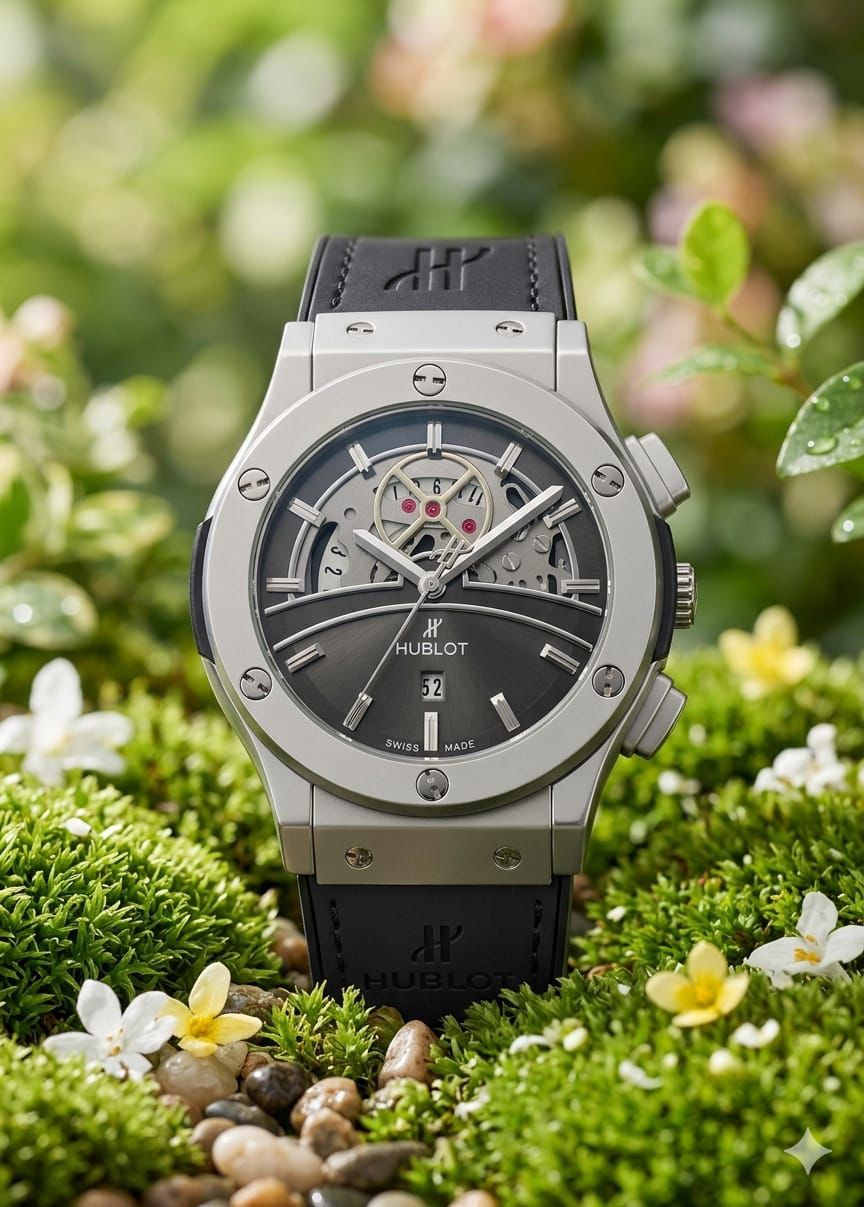 Vibepage Stealth Skeleton – Brushed Silver & Matte Black Leather Watch for Men